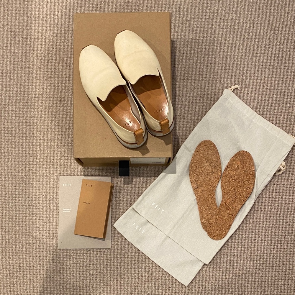 FEIT Women's Off-White Leather Loafers, sz 5